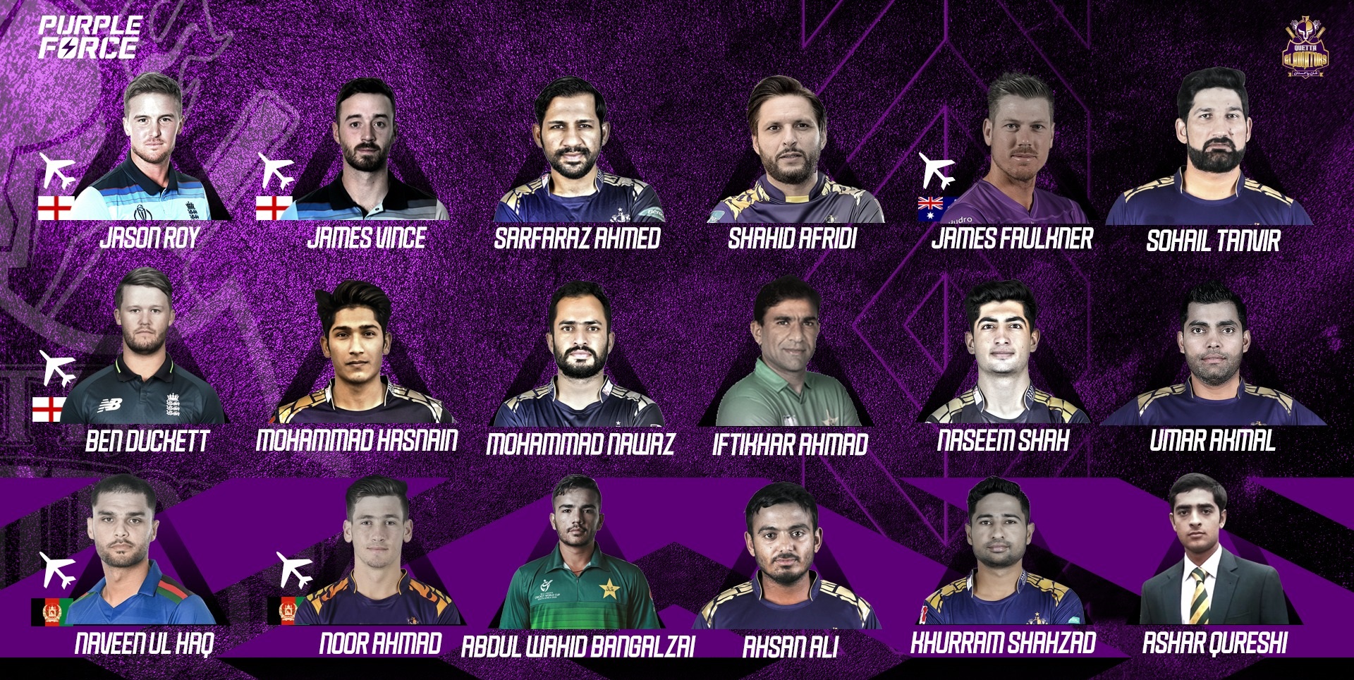 PSL 2022 Quetta Gladiators Team Players