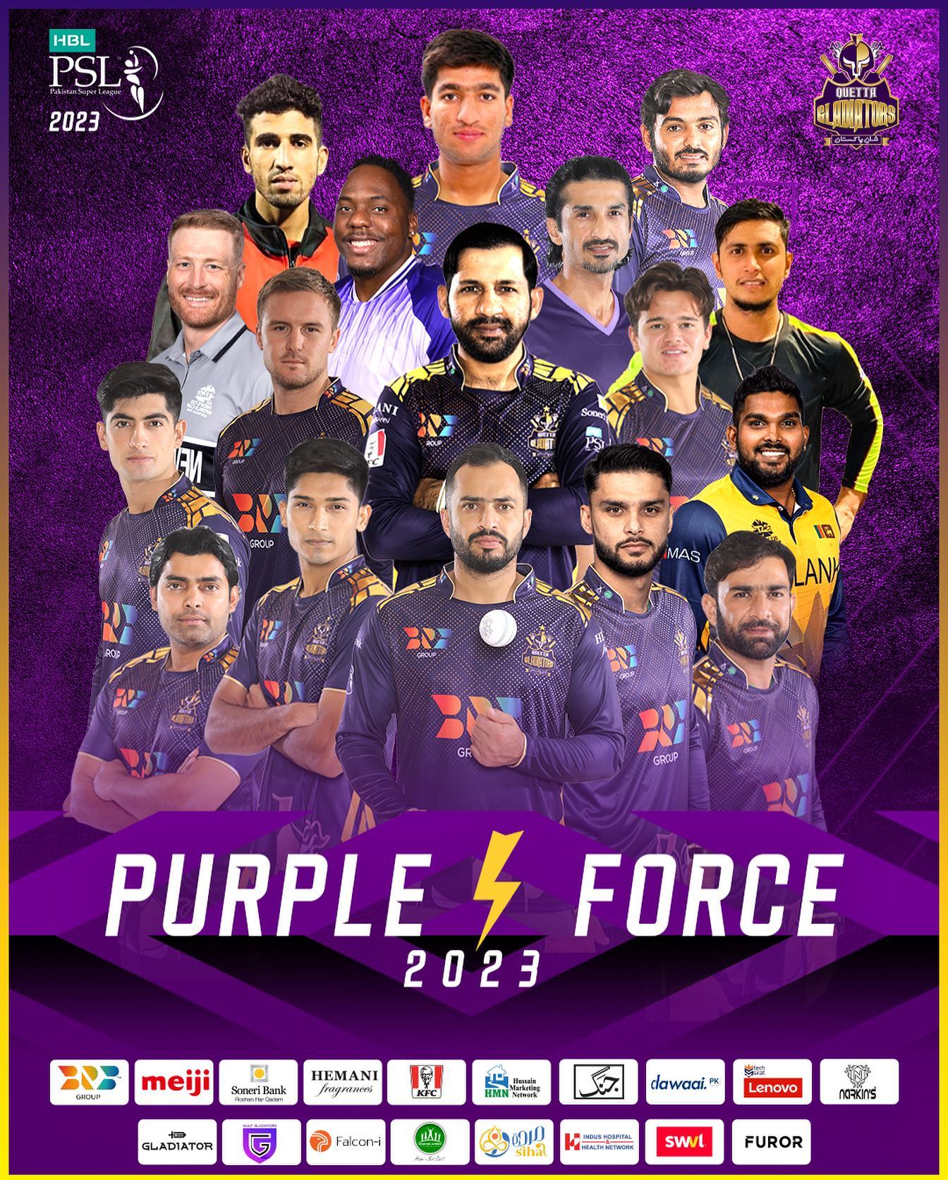 PSL 8 Quetta Gladiators Team Squad, Players List 2023